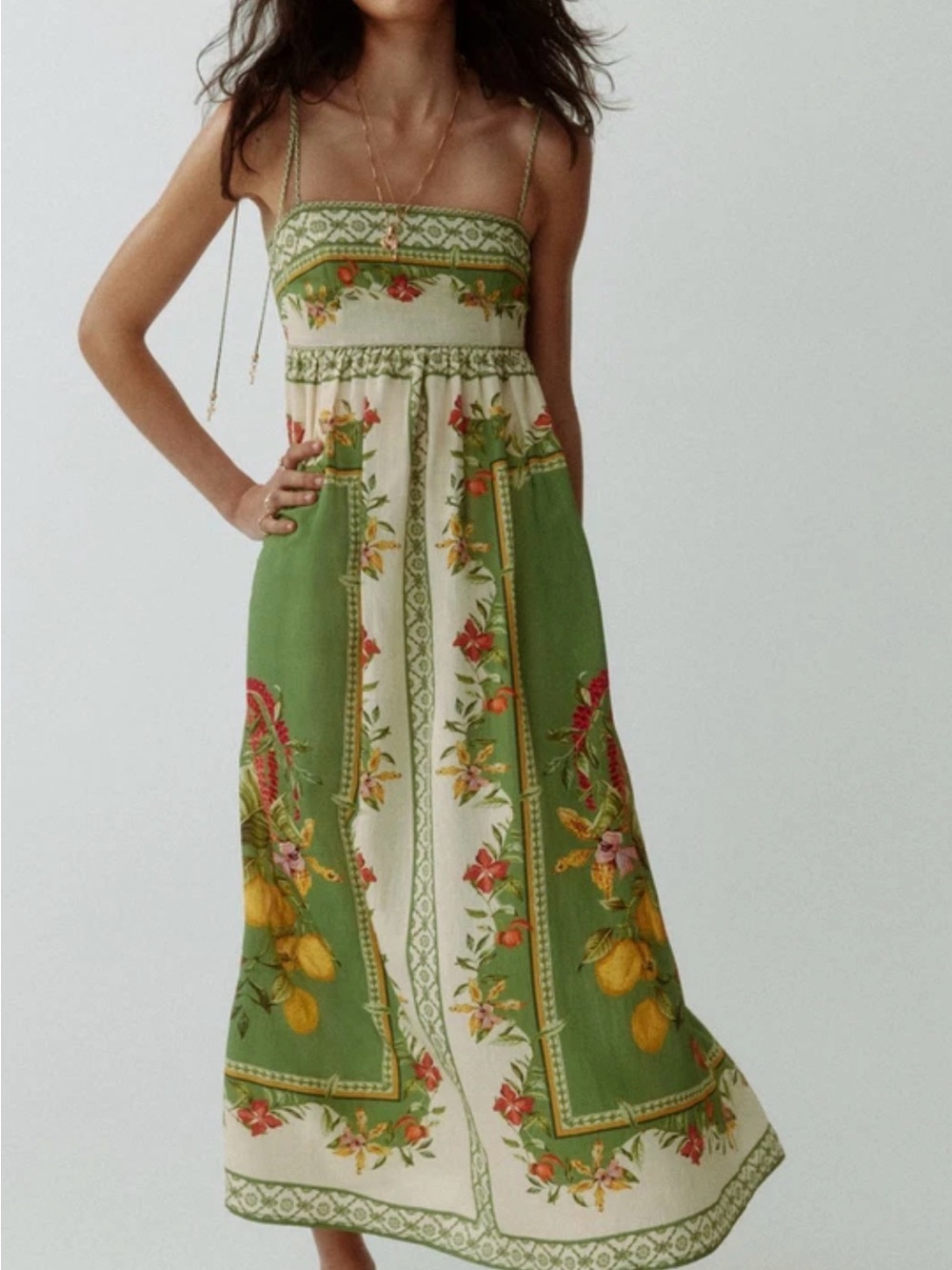 Green Floral Strap Maxi Dress - H&M XS NWT